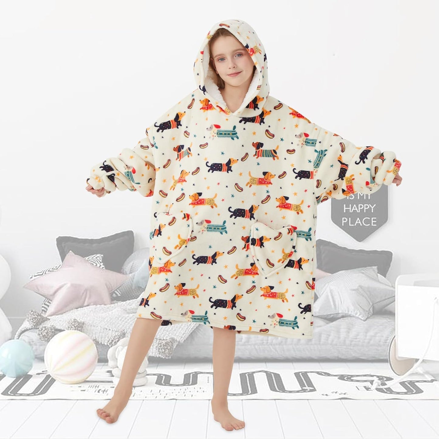 Fiosnow Glow in the Dark Unicorn Blanket Hoodies for Kids 6-13YR Oversize Wearable Blanket Hoodies for Boys Girls Teens