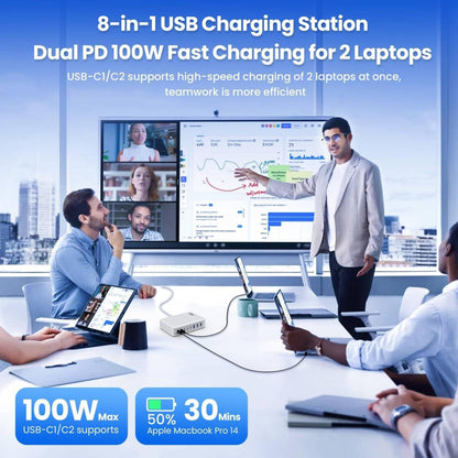 USB C Charger 200W USB C Charger Block,Upgraded GaN III 8-Port Fast Charging Station Hub,PD 65W Laptop Charging Adapter Compatible with MacBook Pro/Air,DELL,Steam Deck,iPhone 16/15/14,Galaxy S23/22