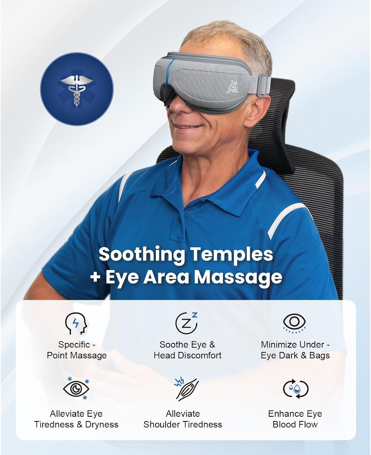 BOB AND BRAD Eye Massager with Heat and Cooling, FSA Eligible HSA Birthday Gifts for Women Men, Heated Eye Massager for Migraine, Heated Eye Mask for Dry Eye Head Tension and Stress Relief