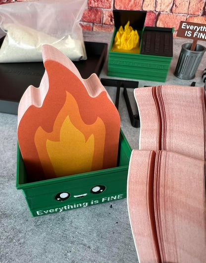 Munnygrubbers - Dumpster Fire Zen Garden - Made in USA - Large 7" x 7" - Fine Sand Included - Desk Accessory Box Garden - Funny Novelty Gift - Fidget Stress Relief