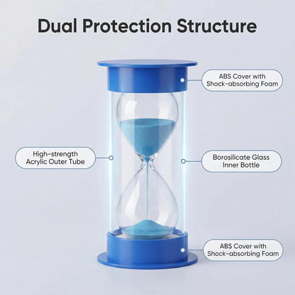 60 Minutes Hourglass Sand Timer, Dual Protection Hour Glass with Sand, Sand Timer for Kids Safety, Sand Clock Watch, Creative Gift, Living Room Office Decorative (Blue)