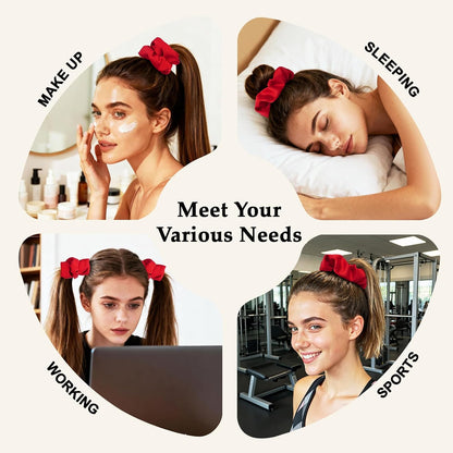 Satin Scrunchies for Women – 8PCS Blush & Brown Silk Hair Ties Set – No Crease, Frizz-Free, Gentle Elastic Hair Bands, Soft & Stylish Everyday Hair Accessories Gifts