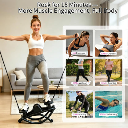 Rock Stepper, Side to Side Rocking Stepper Exercise Machine for Balance at Home, Low-Impact Lateral Stair Stepper with Resistance Bands & Digital Counter, 250 LBS Weight Capacity