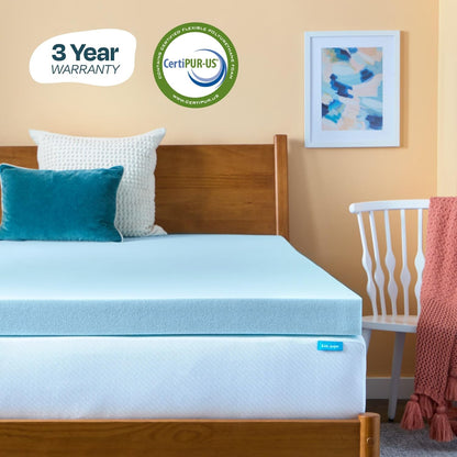 Linenspa Memory Foam Mattress Topper, Queen Size - 2 Inch Gel Infused Memory Foam - Plush Feel - Cooling and Pressure Relieving - CertiPUR Certified