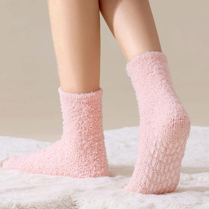 5 Pairs Fuzzy Socks with Grips for Women, Non Slip Cozy Fluffy Soft Socks, Winter Sleep Slipper Hospital