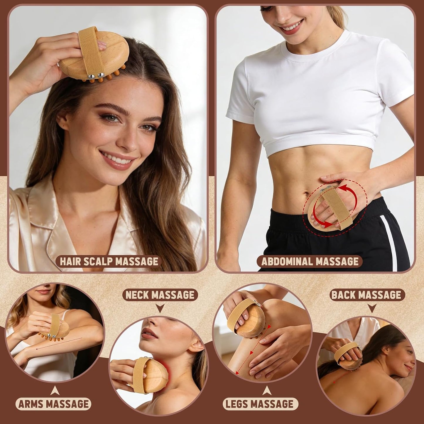 ProSuites 3 Pcs Wooden Head Scalp Massager Comb, Head Massage Tool for Relaxation Hair Gua Sha Comb