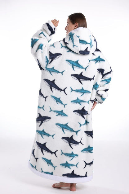 Capecage Blanket Hoodie, Long Hooded Blanket Sweatshirt as Birthday Gifts for Women Men, Long Wearable Blanket for Women Men.