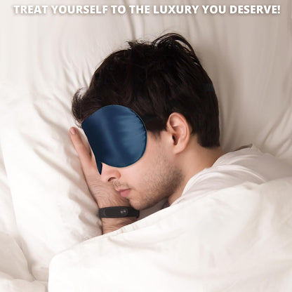 Sleep Mask, Silk Eye Mask for Sleeping with Adjustable Strap, Satin Blackout Sleeping Eye Mask for Men&Women, Comfortable Blindfold Eyeshade for Night Sleep(Black)