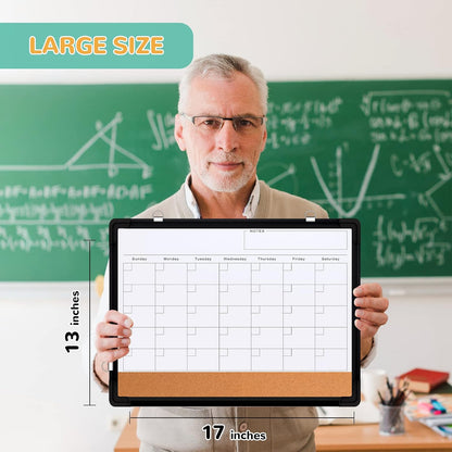 Weekly Calendar Whiteboard for Wall, 16x12 Inches Dry Erase Board, Small Magnetic White Board, Double-Sided Hanging Board for Office School Home Kitchen, Portable Board for Drawing Planning To Do List