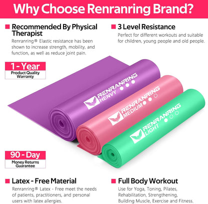 Resistance Bands Set, Exercise Bands for Physical Therapy, Pilates, Yoga