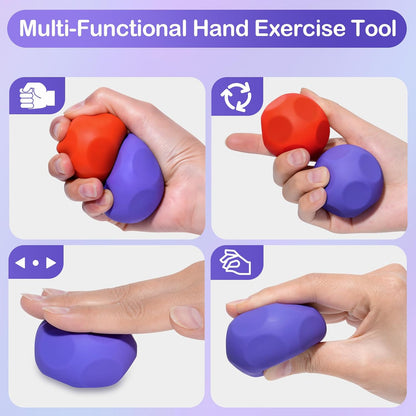 Sensory Stress Balls - Fidget Toy for Adults & Teen, Silicone Polyhedron Hand Therapy Ball with Beads Inside Relief Stress Squeeze Toy for Autism & ADHD, Office Desk Toy