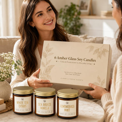 6-Pack Scented Candles for Home, 3.5 Oz Soy Wax Aromatherapy Candle Gift Set, Lavender Chamomile, Eucalyptus Mint & Vanilla, Birthday Gifts for Women, Thank You Graduation Gifts