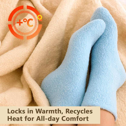 5 Pairs Fluffy Socks Womens Fuzzy Socks, Cozy Winter Sleep Sock for Women, Girls, Kids, Warm Microfiber Soft Sock
