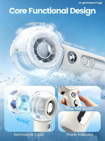 Portable Misting Fan Rechargeable Handheld Cool Mist Fan with LED Display