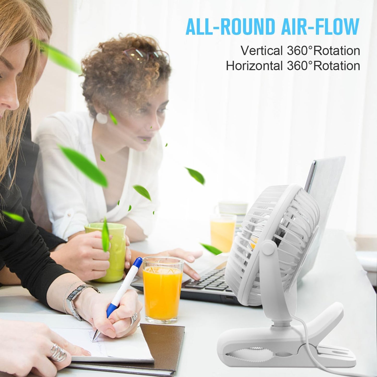 BESKAR Small Clip on Fan, 3 Speeds USB Fans with Strong Airflow, Clip & Desk Fans USB Plug in with Sturdy Clamp - Ultra Quiet operation for Office Dorm Bedroom Stroller