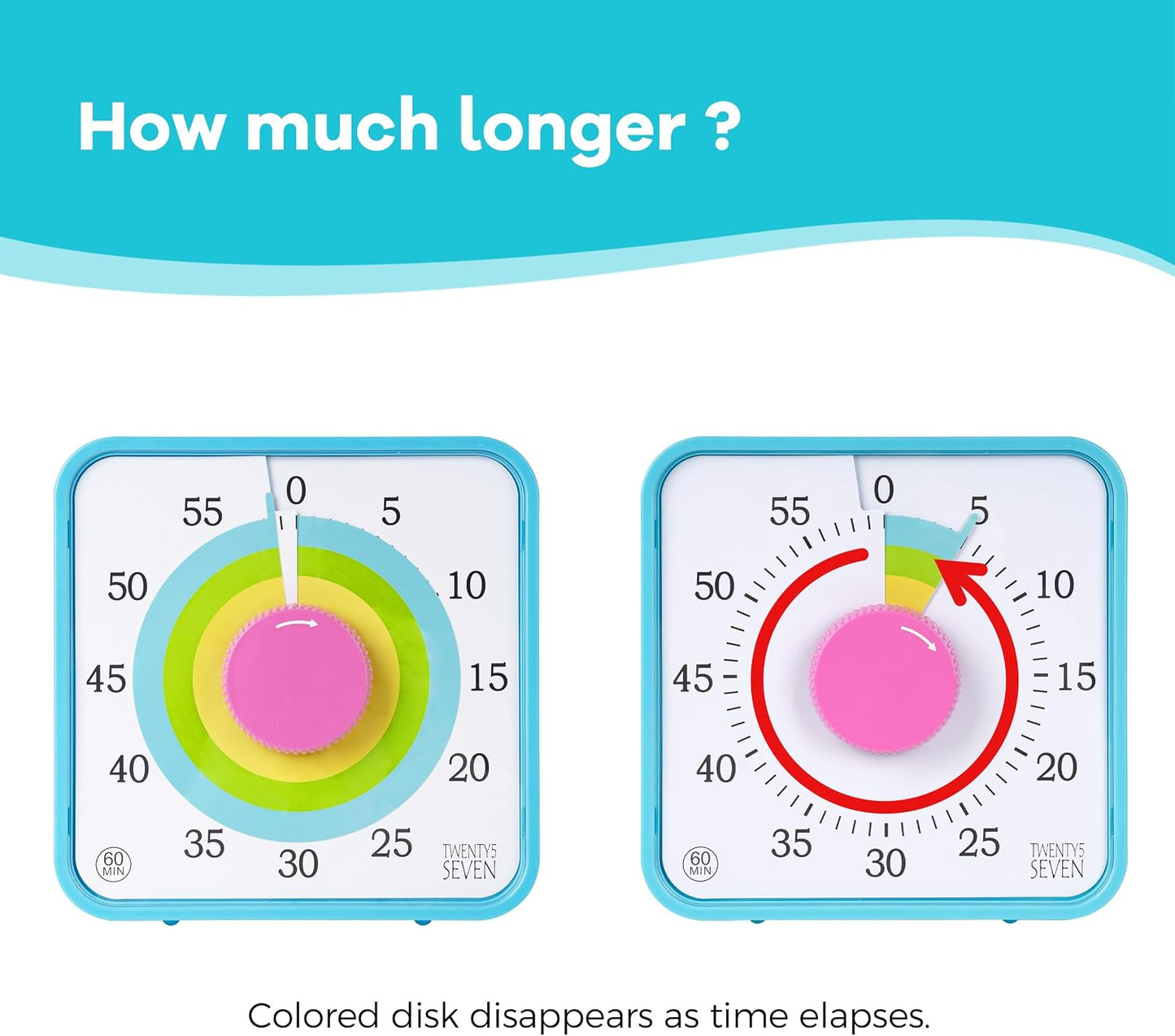 Visual Timer 7.5 inch; 60 Minute 1 Hour Countdown Timer for Kids Classroom Teaching Tool Home Office Meeting, Mechanical Countdown Clock for Exam Time Management Magnetic, Navy Blue with Colorful Disc