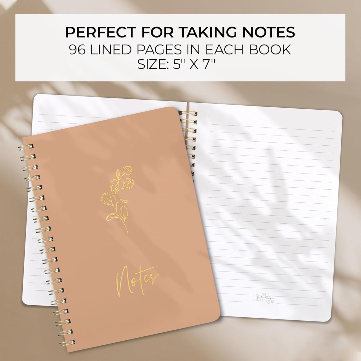 ZICOTO Aesthetic Spiral Notebook Set of 3 For Women - Cute College Ruled 8x6 Journal/Notebook with Large Pockets And Lined Pages - Perfect Supplies to Stay Organized at Work or School