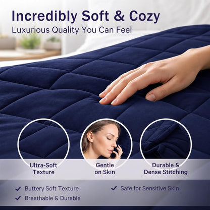 Weighted Lap Blanket for Adults 5lbs, 24"x29" Cooling Heavy Throw Blanket, Portable Travel Weighted Blankets, Soft Small Blankets Gift for Sleeping, Navy Blue