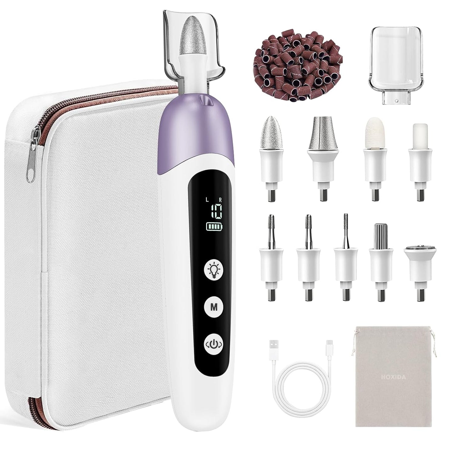 Cordless Electric Nail File Set, Professional Manicure Pedicure Kit with Memory Modes, 10 Speed Portable Nail Drill Machine, Pedicure Tools for feet, Hand Foot Care Tool for Thick Nail Toenail Cuticle