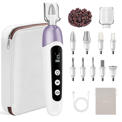 Cordless Electric Nail File Set, Professional Manicure Pedicure Kit with Memory Modes, 10 Speed Portable Nail Drill Machine, Pedicure Tools for feet, Hand Foot Care Tool for Thick Nail Toenail Cuticle