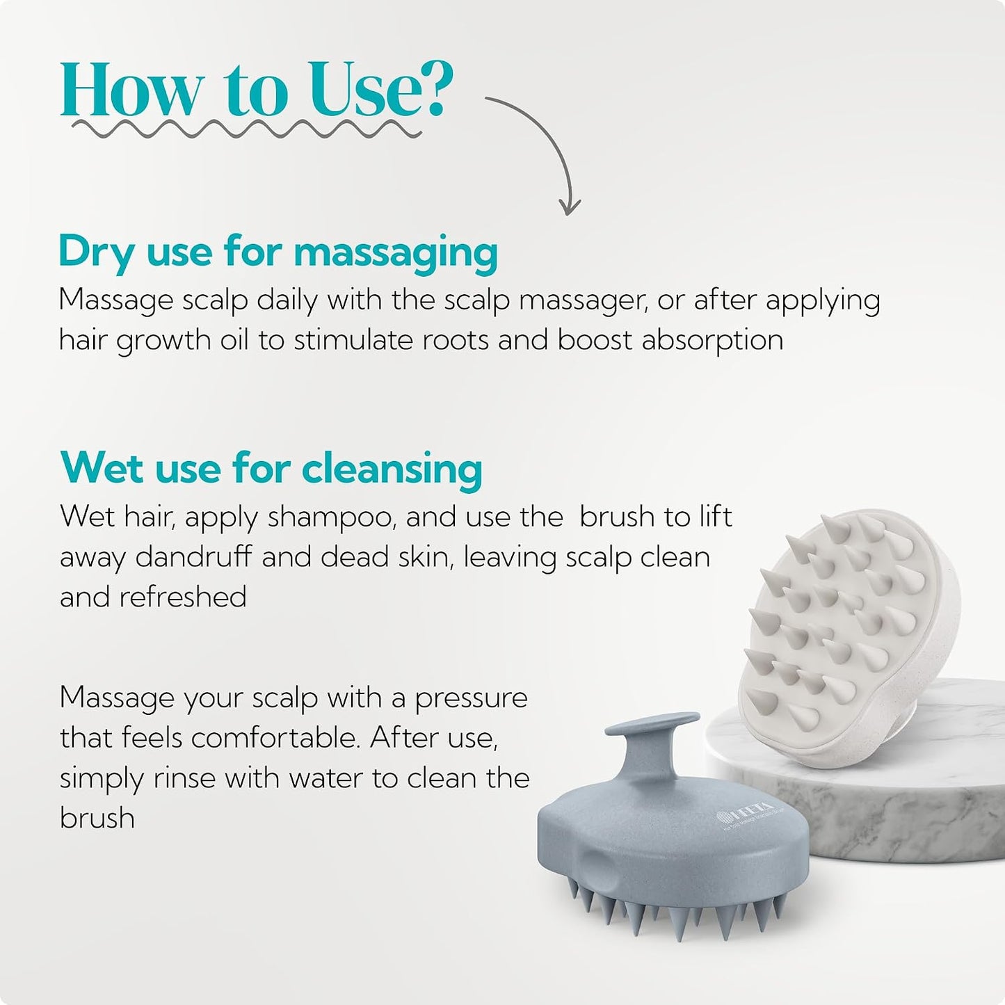 HEETA Hair Scalp Massager Shampoo Brush 2 Pack, Soft Silicone Bristles to Remove Dandruff, Waterproof Hair Scrubber for Both Wet Dry Use, Suitable for Men & Women (Green & Black)