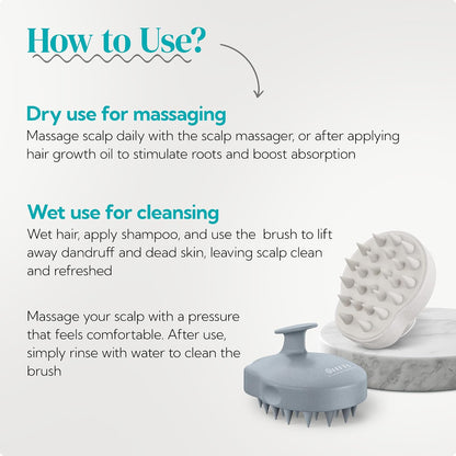 HEETA Hair Scalp Massager Shampoo Brush 2 Pack, Soft Silicone Bristles to Remove Dandruff, Waterproof Hair Scrubber for Both Wet Dry Use, Suitable for Men & Women (Green & Black)
