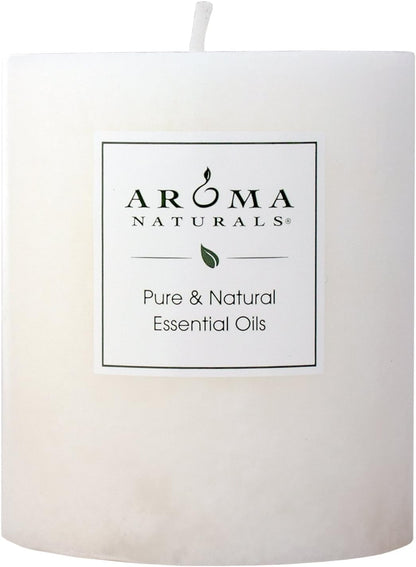 Aroma Naturals Essential Oil Orange and Lemongrass Scented Pillar Candle, Ambiance, 2.5 inch x 4 inch, Yellow