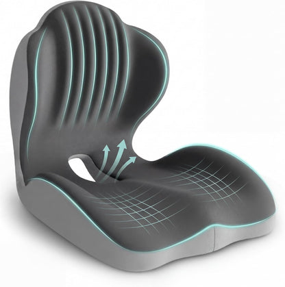 Ergonomic Seat Cushion, Office Chair Seat Cushions with L-Shaped Design, Memory Foam Orthopedic Cushion with Coccyx Hollow, Lumbar Support & Tailbone Pain Relief for Car, Truck, Gaming Chair (Black)
