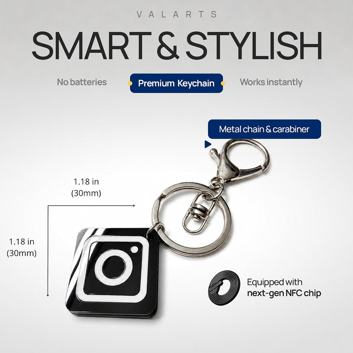 VTAG.ID NFC Digital Business Card Keychain - Tap to Share Contact & Social