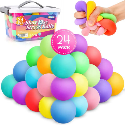 12 Pack Slow Rising Stress Ball,Stress Balls for Kids Adults,Stretchy Fidget Toys for Stress Relief,Hand Therapy Sensory Squishy Ball, Squishy Toys for Kids, Classroom Prize Box Party Favors