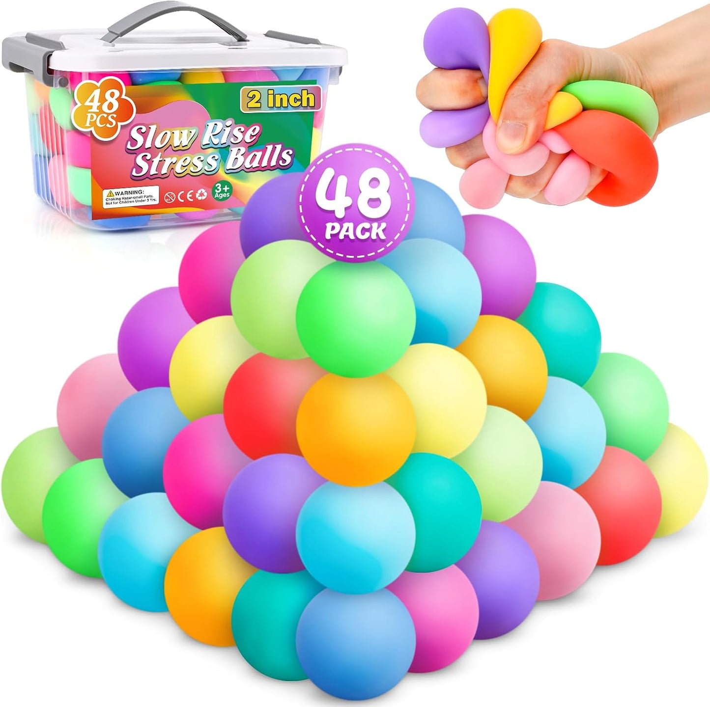 12 Pack Slow Rising Stress Ball,Stress Balls for Kids Adults,Stretchy Fidget Toys for Stress Relief,Hand Therapy Sensory Squishy Ball, Squishy Toys for Kids, Classroom Prize Box Party Favors