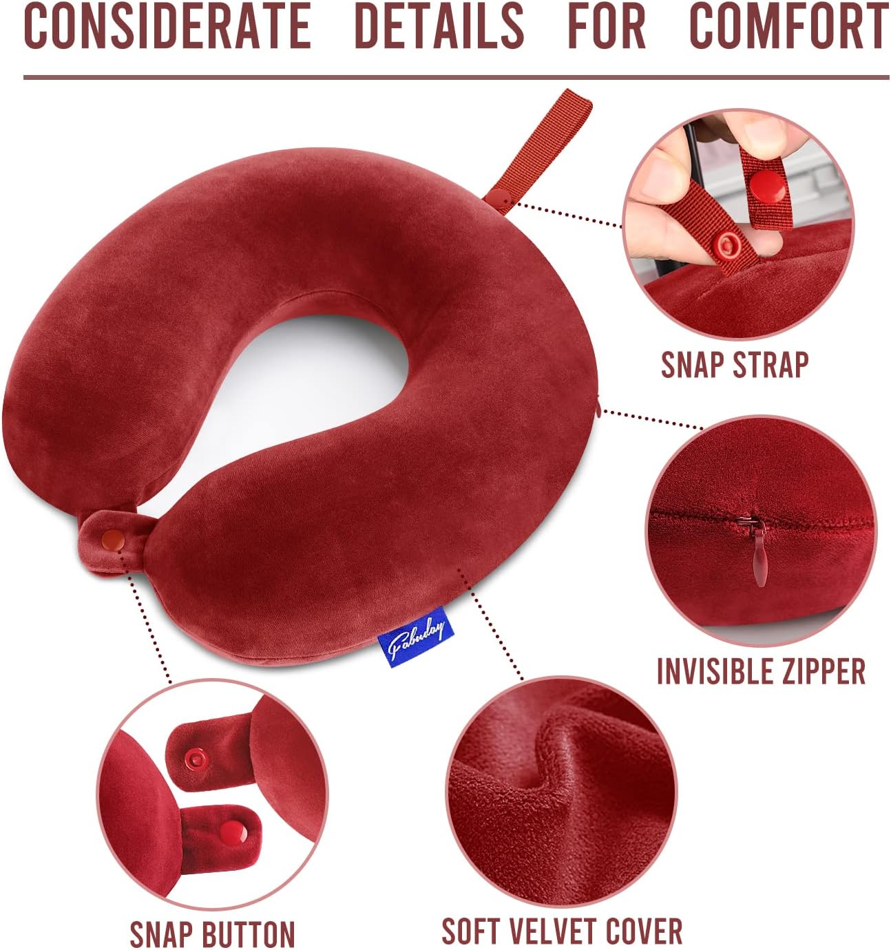 Travel Pillow Memory Foam for Airplanes - Neck Pillow for Traveling, Car, Home, Flight Pillow for Sleeping with Attachable Snap Strap Soft Washable Cover, Provide Head Neck Support Rest, Dark Gray