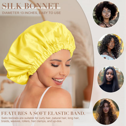 Satin Bonnet Silk Bonnet Hair Bonnet for Sleeping-Slouchy Beanie Hat Satin Sleep Cap for Women's Natural & Curly Hair(Blue Zircon)