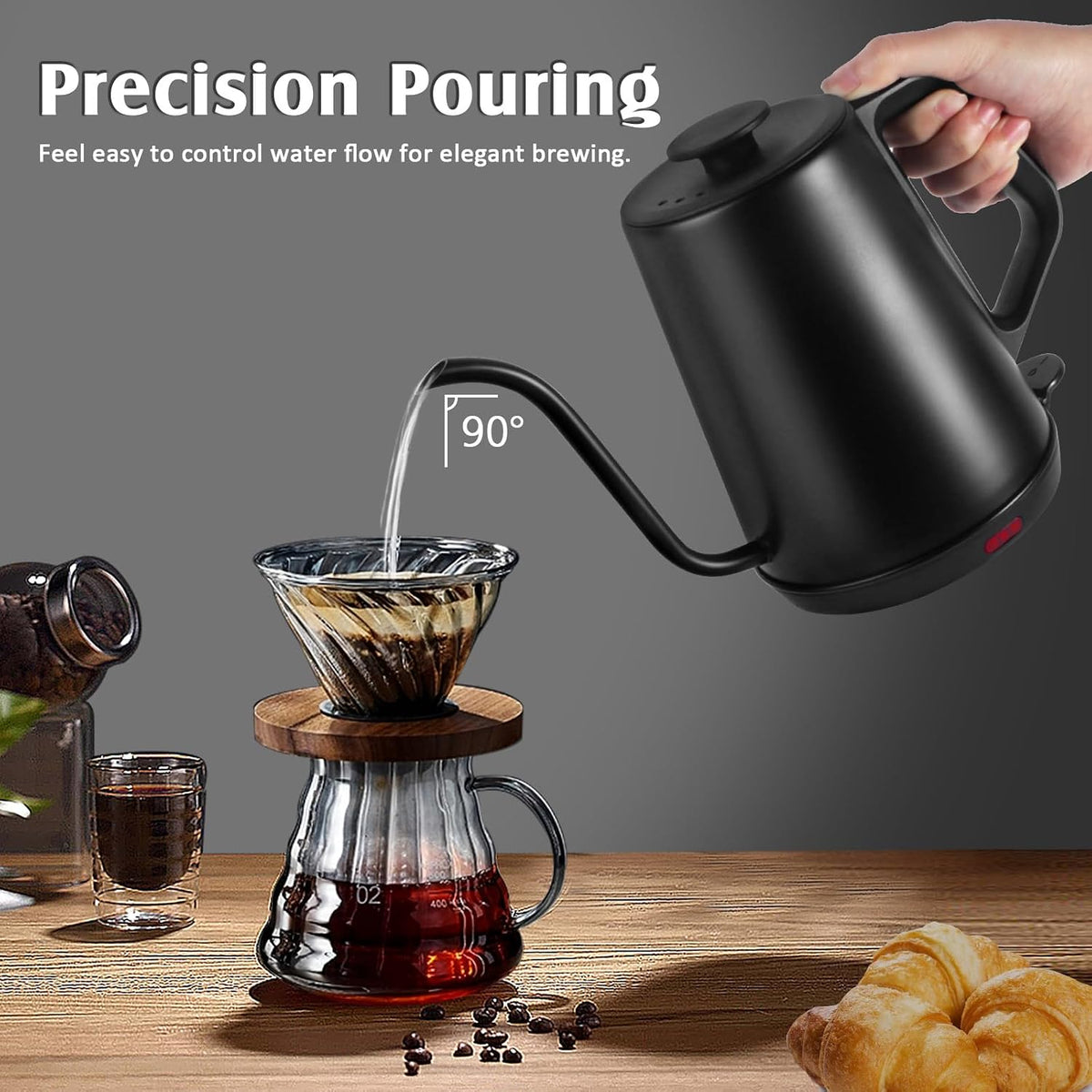 Gooseneck Kettle，0.8L Temperature Control Electric Tea Kettle