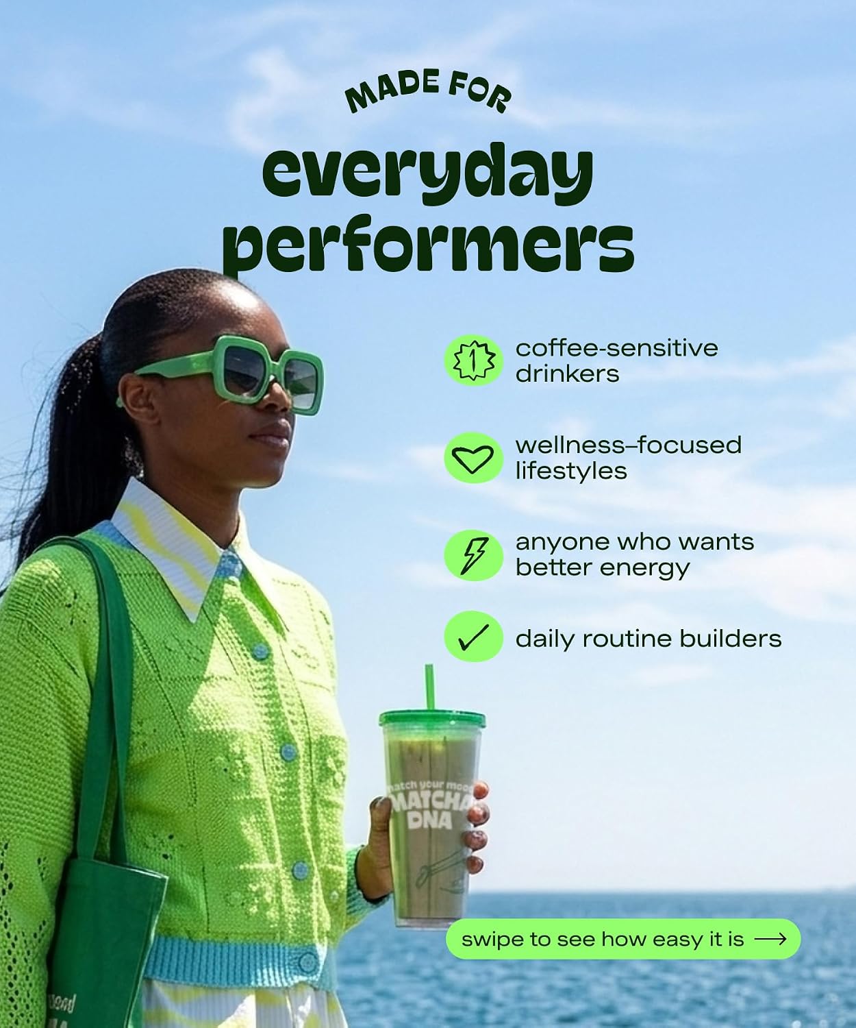 MatchaDNA Matcha Powder Sticks 7 Pack (20g Each) – Sweetened with Milk, No Sugar Added – Organic Matcha Powder Green Tea Latte Mix for Hot or Iced Drinks – Organic Macha Tea, Smooth Energy Boost