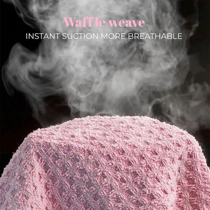 MaopaoBeauty Hair Towel Wrap for Women Long&Thick Hairs Head Wrap 1Pack Super Absorbent Hair Drying White Waffle Bath Towels for Curly Quick Dry Hair Drying Towels with Button