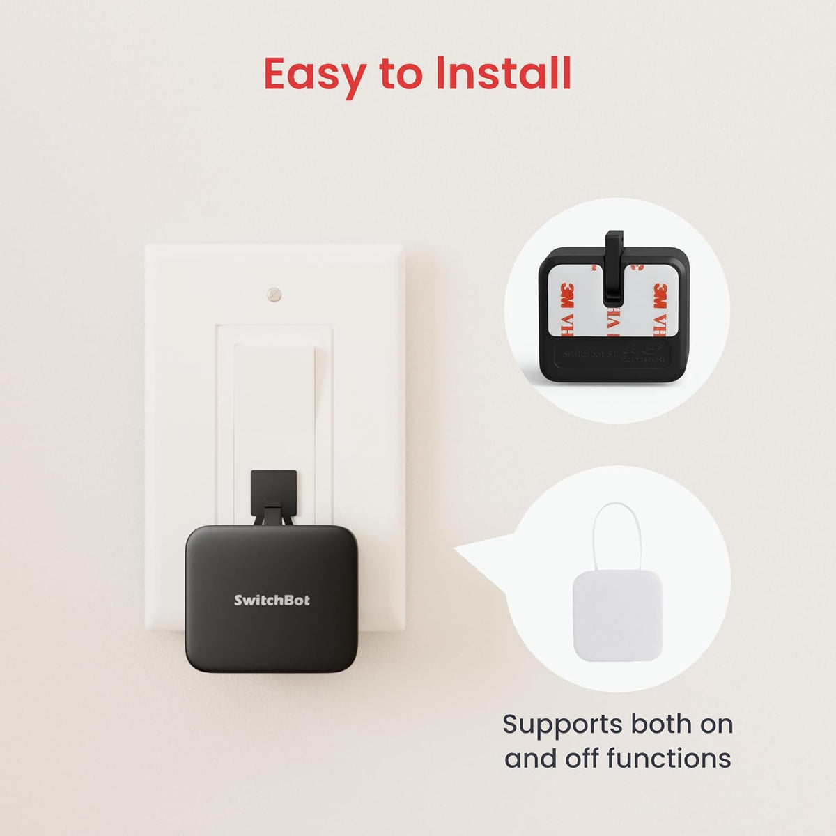 Switchbot Smart Switch Button Pusher (Bluetooth) – Fingerbot for Rocker Switch/One-Way Buttons with hub 2, App Timer Control, No Wiring, Optional Hub Required for Voice/Remote, White