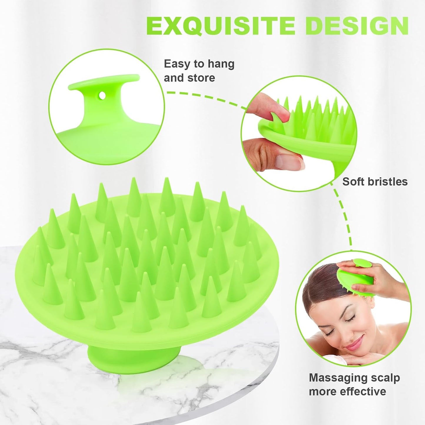 Meartchy Silicone Scalp Massager Shampoo Brush, Scalp Brush for Hair Growth & Dandruff Removal, Hair Scrubber Scalp Stimulator Exfoliator Brush with Soft Bristles for Wet Dry Scalp Care (Black)