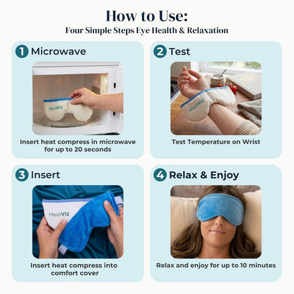 MediViz Heated Eye Mask, Hot or Cold Therapy | Moist Heat Compress for Irritation and Occasional Dry Eye, Removable Washable Cover
