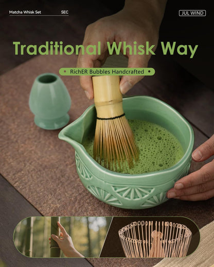 Matcha Whisk - 2-pack Bamboo matcha Whisk set, Handcrafted Traditional Japanese Chasen, 100-Prong Matcha Stirrer Wisk Mixer Brush for Authentic Matcha Tea Preparation