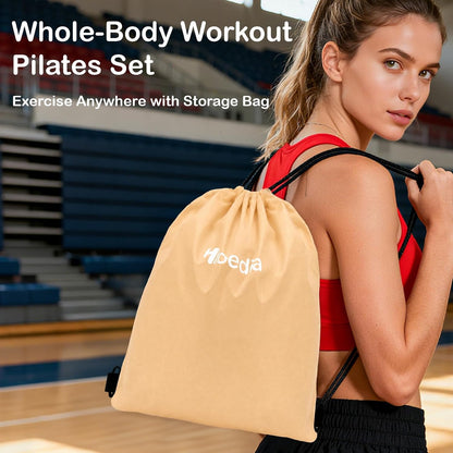Hoedia Pilates Kit for Women, Pilates Equipment Ring and Ball Set with Resistance Bands, Yoga Strap, Core Sliders, Socks, Bag & Guide for Starter Home Workout Fitness Gym Essentials
