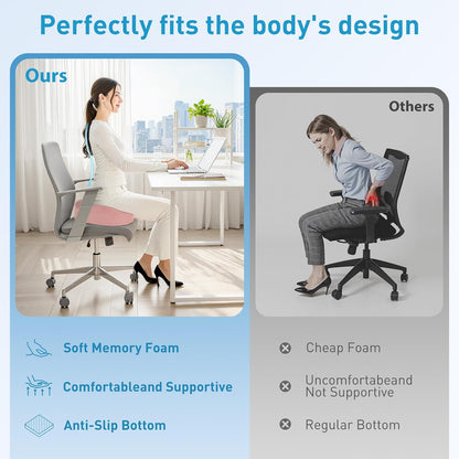 BlissTrends Seat Cushion with Velvet Cover, Thick Memory Foam Cushions for Office Chair, Car Seat, Airplane, Relieving Pressure Tailbone Sciatica Back Pain for Long Sitting, Car Drivers 4.7in Black