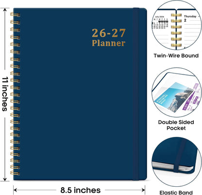 Planner 2026-2027, 8.5" x 11" Weekly and Monthly Academic Year Planner Calendar, July 2026 - June 2027, Hardcover Large School Planning Agenda With Tabs, Perfect for School & Office Supplies, A4, Green