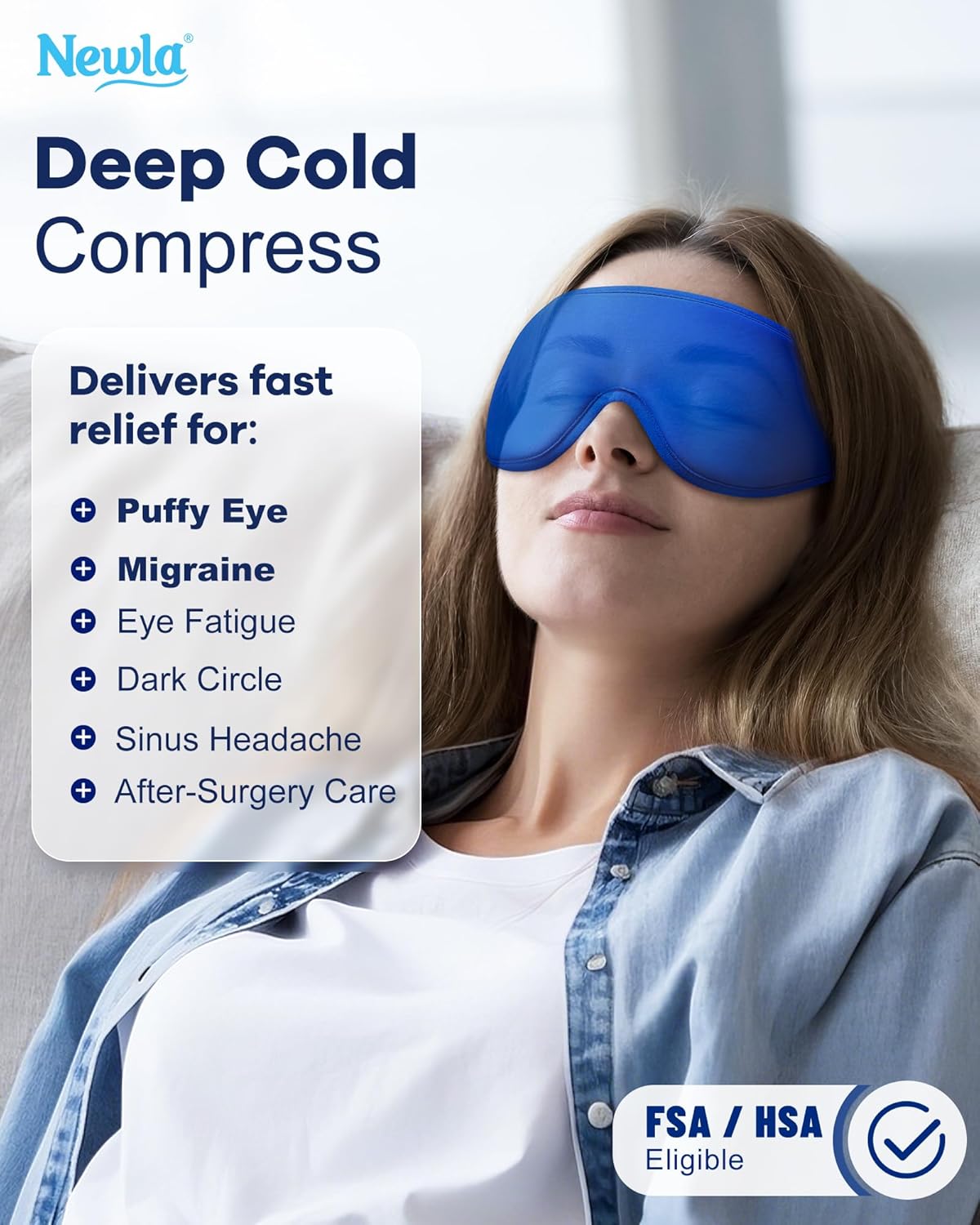Cooling Gel Eye Mask for Puffy Eyes, Larger Full-Eye Cold Compress for Swelling, Ice-Cold Gel Therapy, Forehead & Upper Cheek Cooling Relief, Reusable Ice Pack for Eyes, FSA Eligible HSA, Black