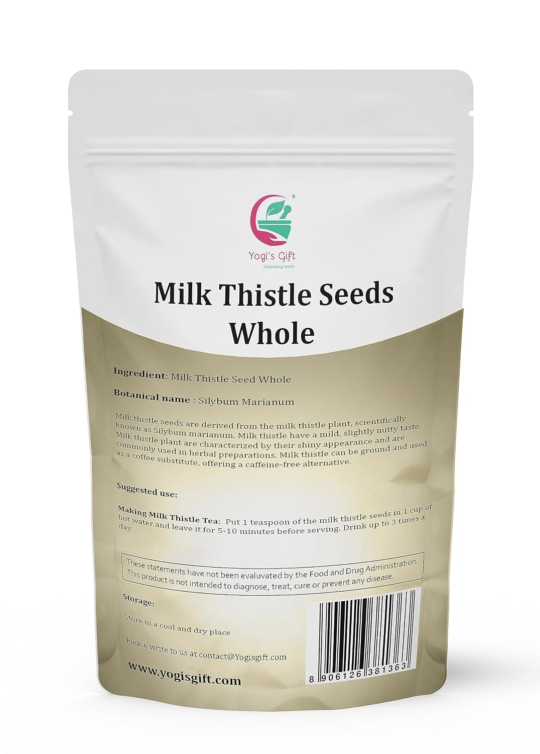 Milk Thistle Seeds 1 LB (Whole) | Whole Milk Thistle For Tea | By Yogi's Gift®