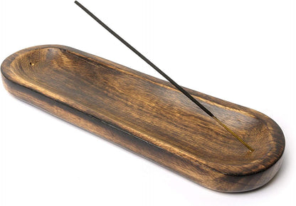 Bless-International Traditional-Handmade-Tray-Burner Wooden-Trat-Incense-Stick-Holder Ash-Catcher-Stand for-Aromatherapy-Meditation-Yoga 11x4x1.22 Inches (Wooden Tray)