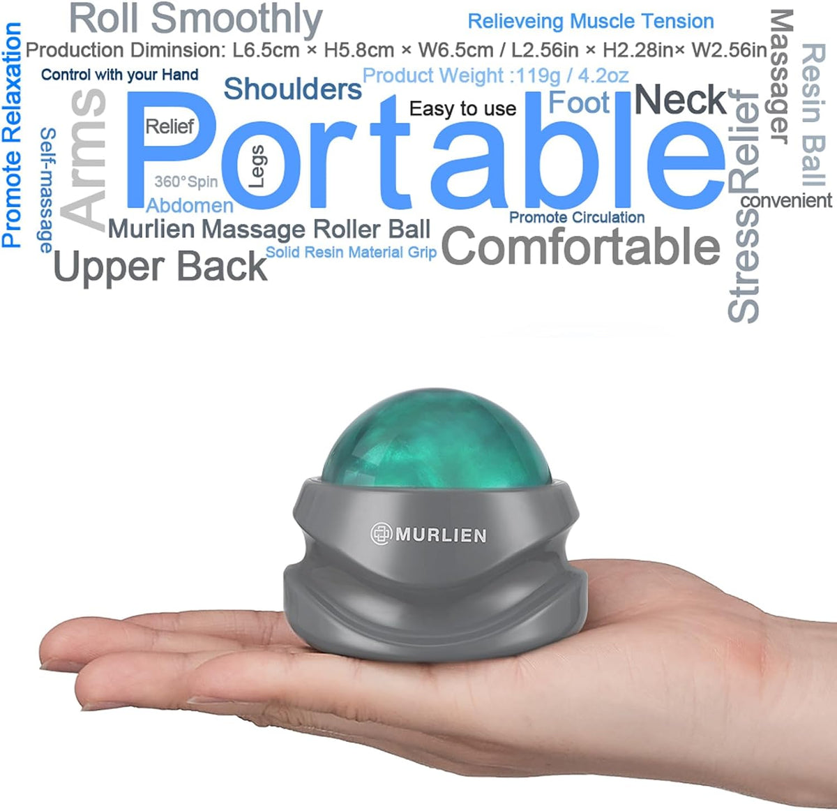 Massage Roller Ball, Tight and Sore Muscles Relief, Manual Massager, Alleviating Shoulder, Arms, Back, Legs, Calves or Muscle Tension