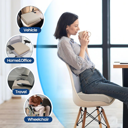 SweetSlubr Seat Cushion for Tailbone Pain Relief, Office Chair Cushion, Chair Pad, Memory Foam Large Cushion with Non-Slip Cover for Soft Support at Office Chair, Car Seat, Airplane, Black/Large