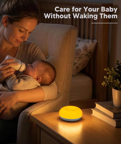 Baby Night Light for Nursery, 1800K Amber No Blue Light for Breastfeeding & Diaper Changes, Dimmable Silicone Egg Lamp with Flip Control, Brightness Memory, Child Lock, USB-C Rechargeable Nightlight