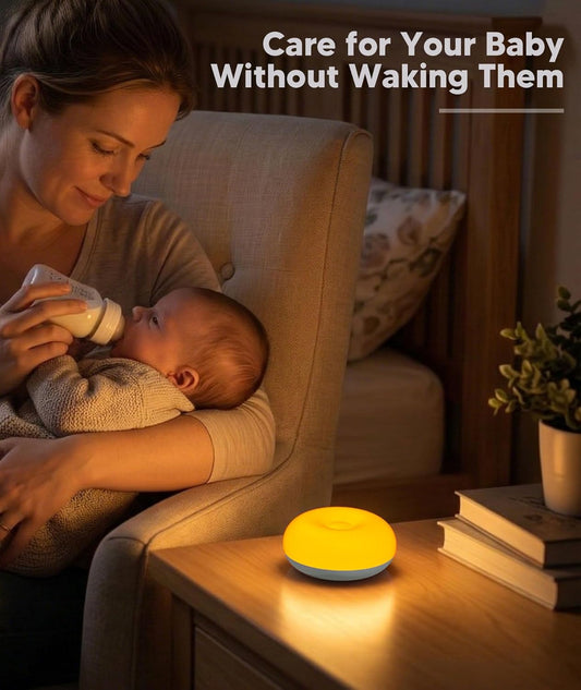 Baby Night Light for Nursery, 1800K Amber No Blue Light for Breastfeeding & Diaper Changes, Dimmable Silicone Egg Lamp with Flip Control, Brightness Memory, Child Lock, USB-C Rechargeable Nightlight